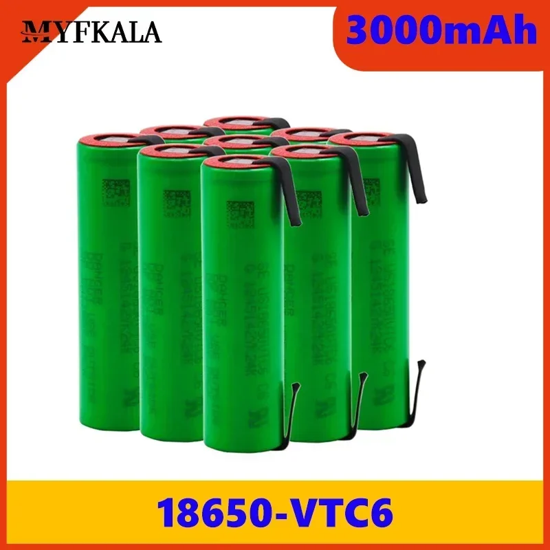 

2023 VTC6 3.7V 3000mAh 18650 Li-ion Battery 30A Discharge for US18650 VTC6 Tools E-cigarette Batteries+DIY Nickel Sheets