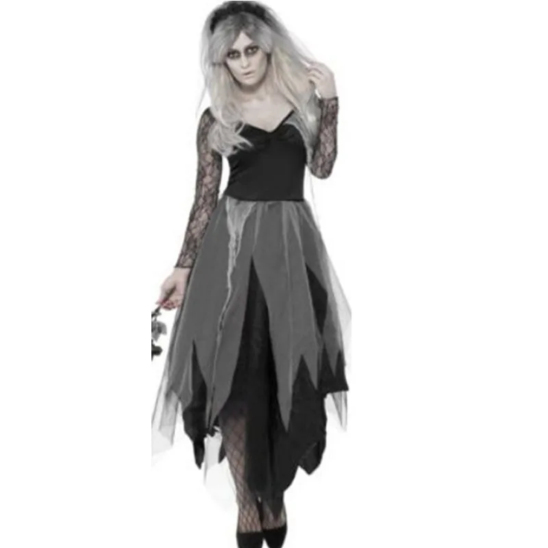 

Scary Flower Ghost Bride Cosplay Costume Mexican Day of The Dead Carnival Party Halloween Zombie Dark Witch Vampire Fancy Dress