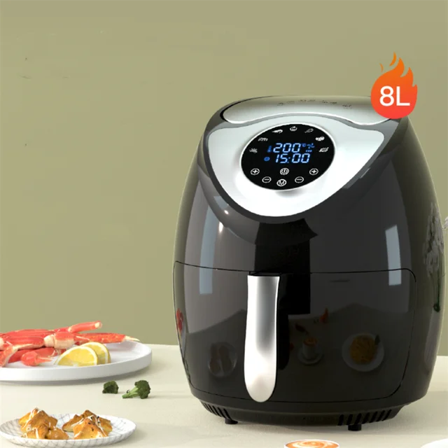 PowerXL Large 8-Quart Nonstick Air Fryer with One-Touch Digital Display -  Black