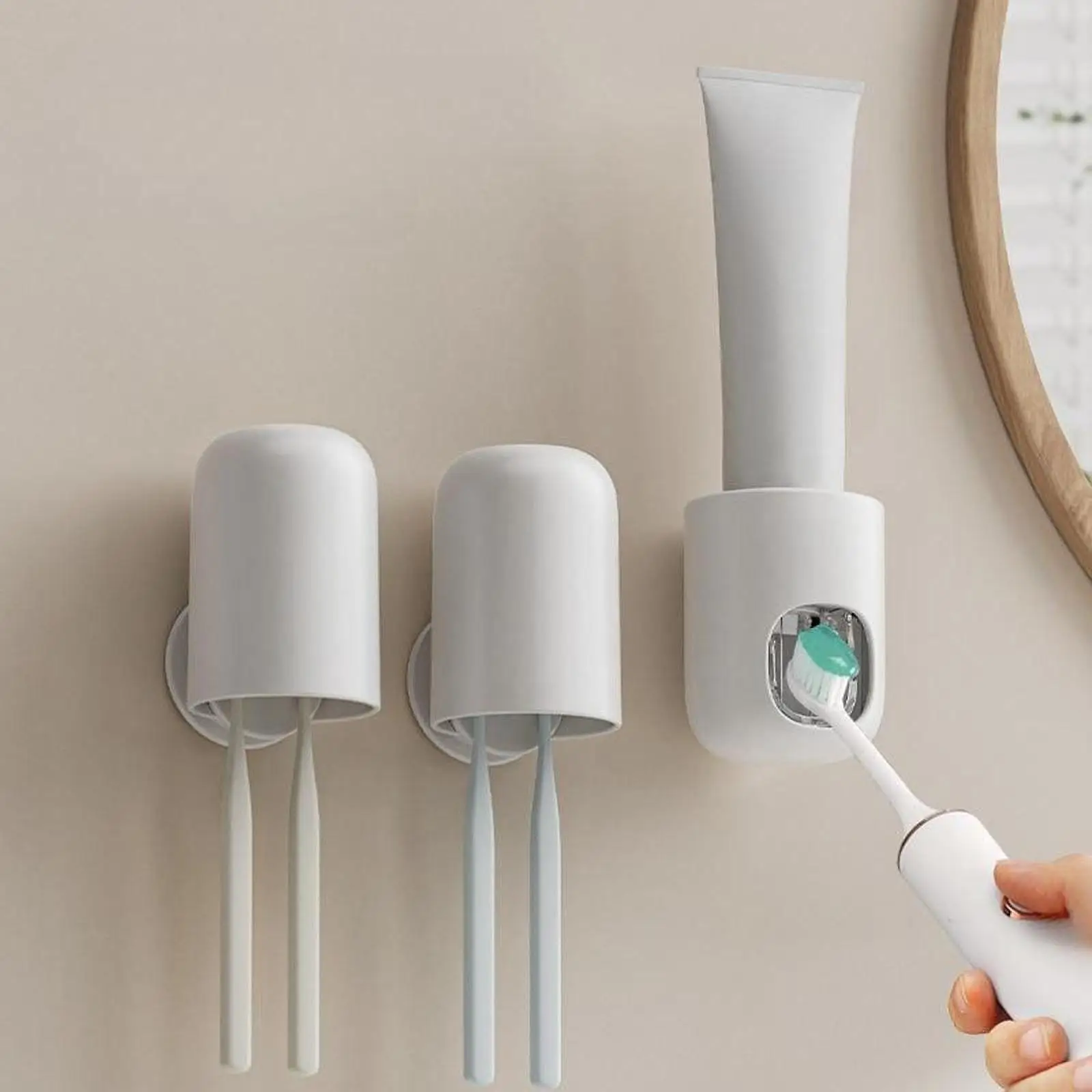 Automatic Toothpaste Dispenser Labor Saving ABS Holder Wall Mount for Bathroom Storage