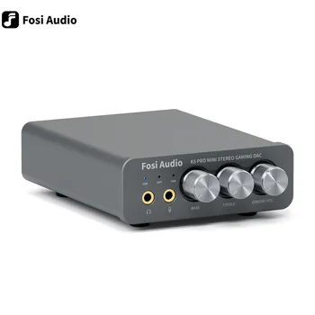 Fosi Audio K5 PRO USB Gaming DAC With Microphone Headphone Amplifier Mini Audio DAC for PS5 Desktop Powered Active Speakers 1