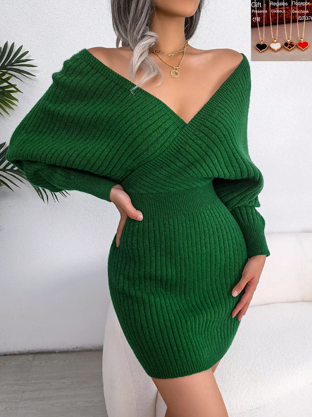 Spring Bodycon Sweater Dresses for Women Autumn Casual Long Sleeve Knitted Clothes White Green Blue Black Purple Dress girls dress