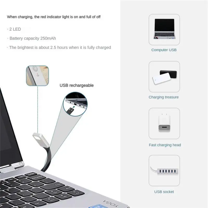 1~5Pcs LED USB Rechargeable Reading Book Light Detachable Flexible Clip Portable Lamp Kindle eBook Readers Night Light led light night light mini night light book light mini led light