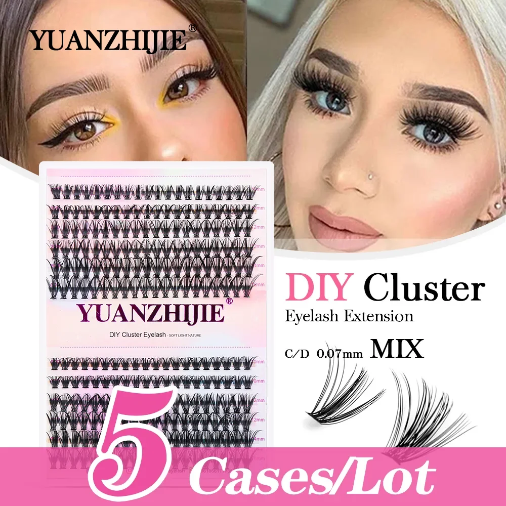 

YUANZHIJIE 5cases/lot 240 Bundles 30D40D Cluster DIY Eyelash Extension Segmented Russian Premade Volume Fan Mink Soft False Lash