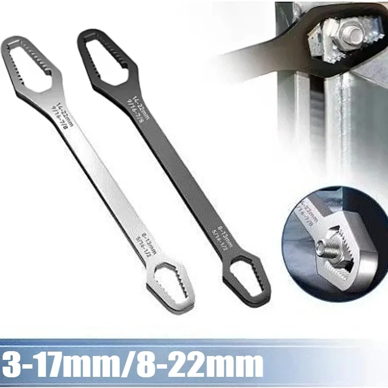4-13mm 3-17mm 8-22mm Torx Wrench Thickness Self-tightening Adjustable Wrench Board Double-head Spanner Hand Motorcycle Tools