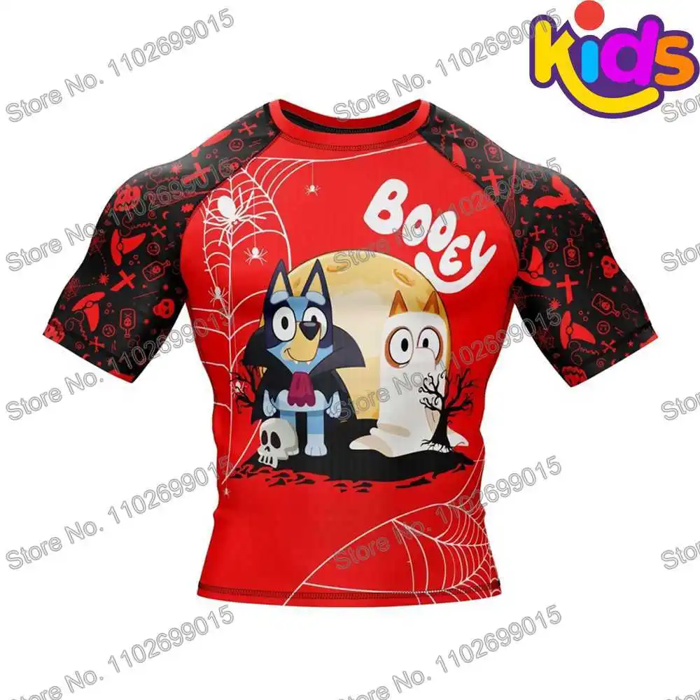 Kids Heeler Rollers Surf Clothing BJJ MMA Boys Rash Guard Short Sleeve Diving T-Shirt Tight Swimwear Summer Floatsuit Girls Tops