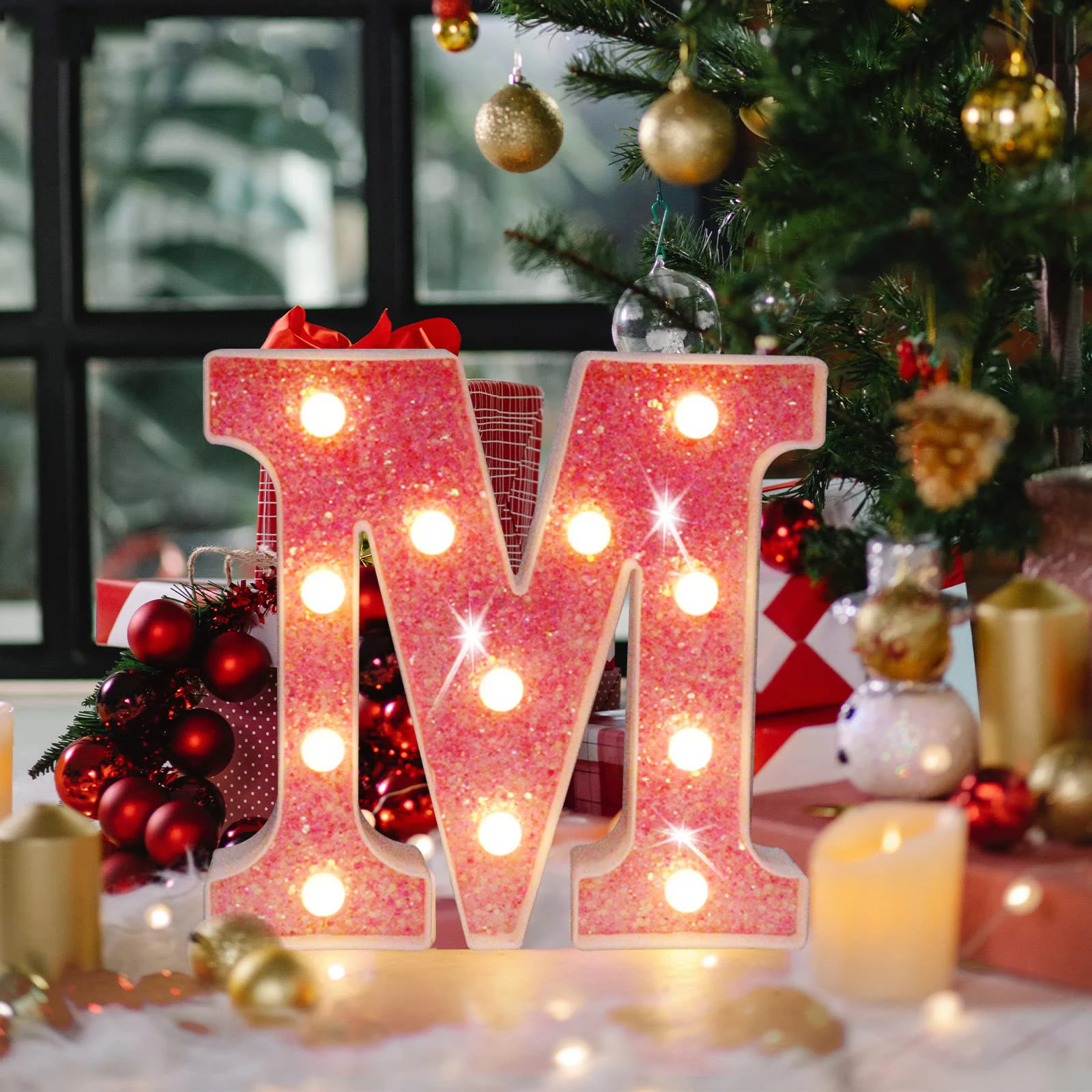 Upgrade LED Letter Lights Glitter Alphabet Light Up Letter Sign Night Light Gifts Birthday Wedding  Christmas Party Decoration
