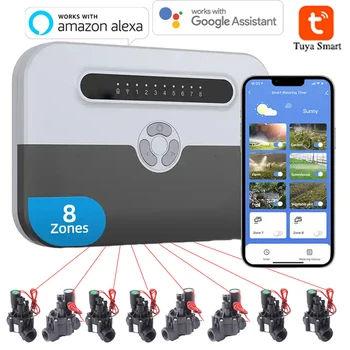 8 Station WiFi Indoor Smart  Sprinkler Controller and solenoid valve Irrigation System Remote Control by Phone Works with Alexa 1