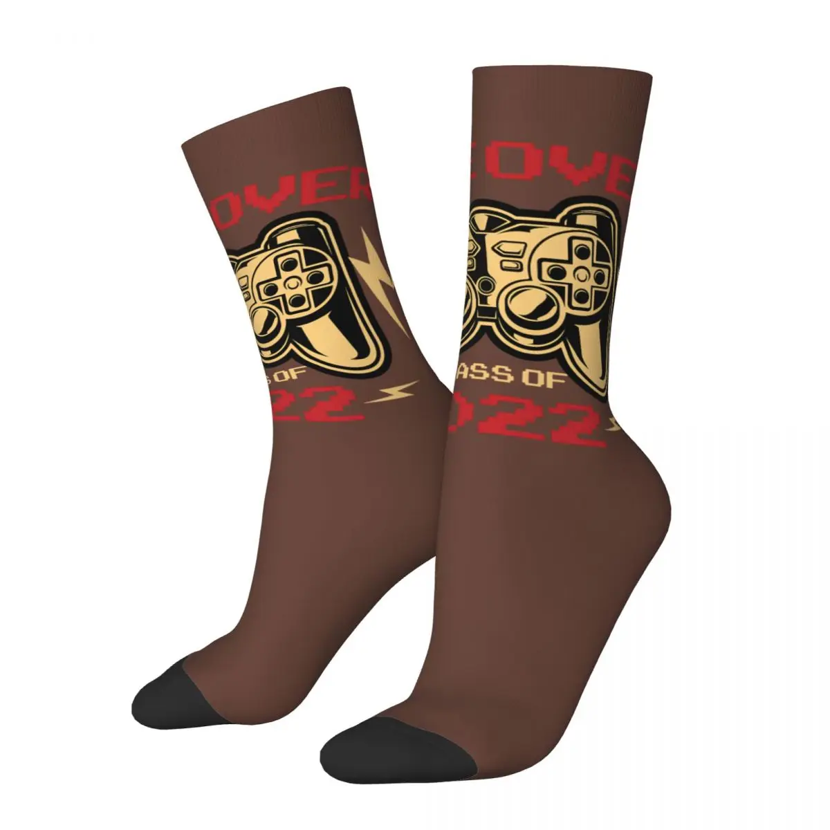 

Funny Crazy Sock for Men Game Over Class Of 2022 Essential Hip Hop Gamer Gaming Controller Seamless Crew compression Sock