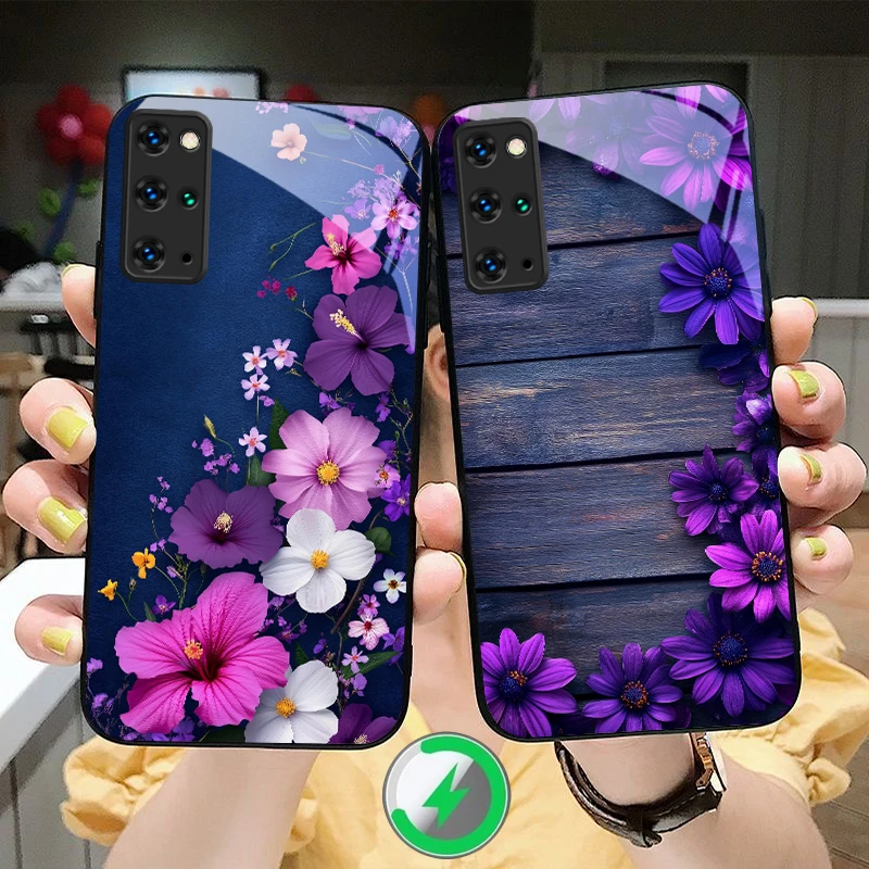 Purple Rose Floral Magsafe Glass Phone Case