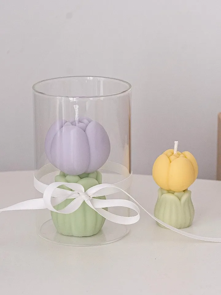 Lot De 5 Moules En Silicone Pour Bougies En Forme De Fleurs (tulipes, Roses, Pivoine) - DIY, Résine, Savon