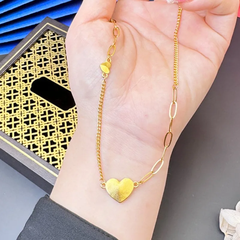 14K Gold Plated Chunky Chain Love Heart Pendant Necklace for Women Fashion Statement Paperclip Chain Choker Party Jewelry Gift