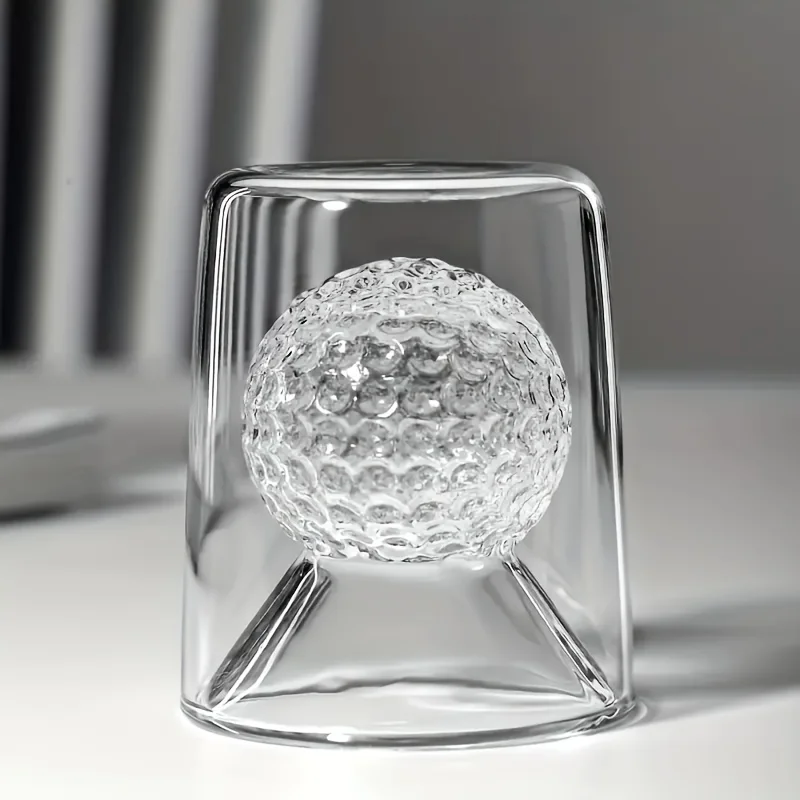 50ml 3D Golf Crystal Whiskey Glasses Mini Golf Ball Shape Embedded Unique Rum Glasses for Home Bar Party Game Birthday Drinkware