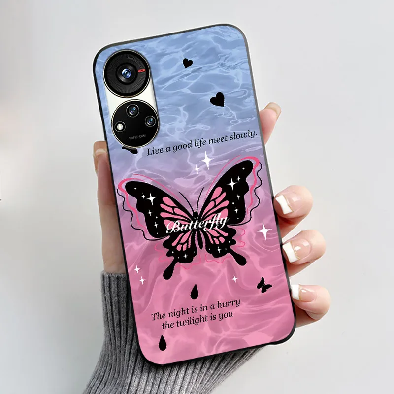 Cute Cartoon Soft Silicone Protective Phone Case - Black