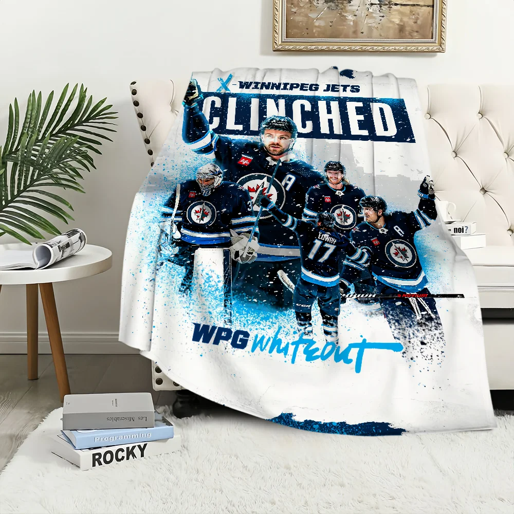 H-Hockey Warm Soft Plush Nap Blankets Sofa rug W-WinnipegS for Living Room J-jets Office Bedroom Home Travel Kid Gifts Flannel 3