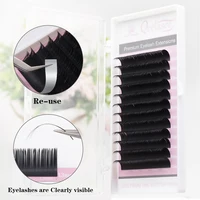 Qeelasee Flat Ellipse Eyelashes Split Tips Lashes 0.15 0.20 0.25Matte C D CC DD Black Color Super Soft Natural 2