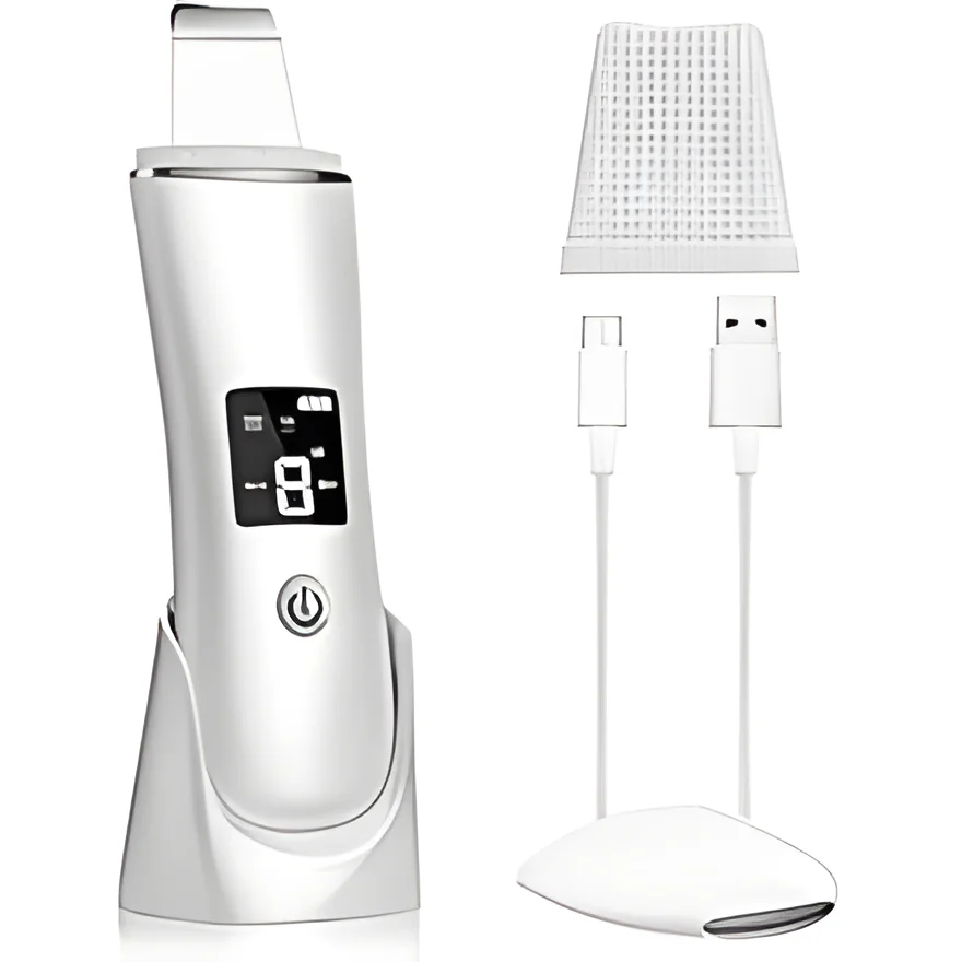 Skin Scrub Facial Scraper, Facial Scraper, For Deep Cleansing Skin 4 in 1 Pore Extractor with USB Charger