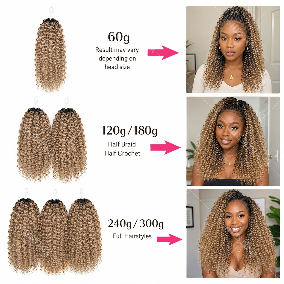 Honey Blonde Feather Crochet Human Hair Extensions Knotless Pre-Separated Pixie Curl Small Spirals Curly Crochet Hair for Boho 6