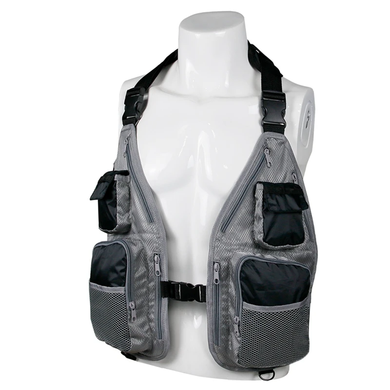 Fishing Vest Polyester Fibre Vest Mountaineering Casual Sleeveless Jacket Adjustable Outdoor