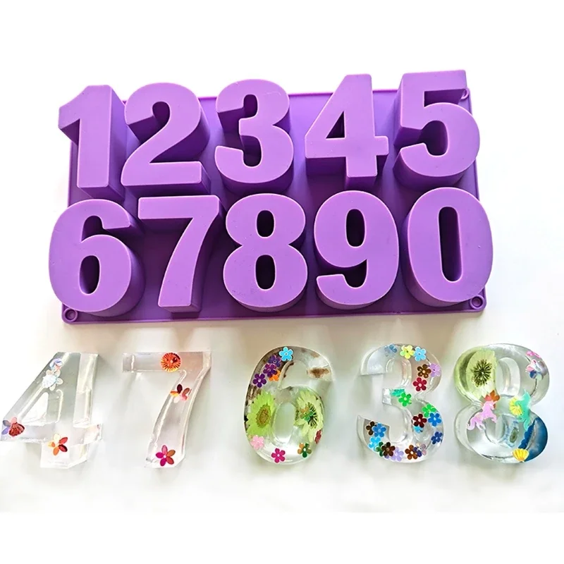 Stampo In Silicone Per Resina ESEDAGE – Numeri Arabi Da 17,8 Cm – Confezione Da 9 Pezzi – Per Sapone, Candele E Gesso
