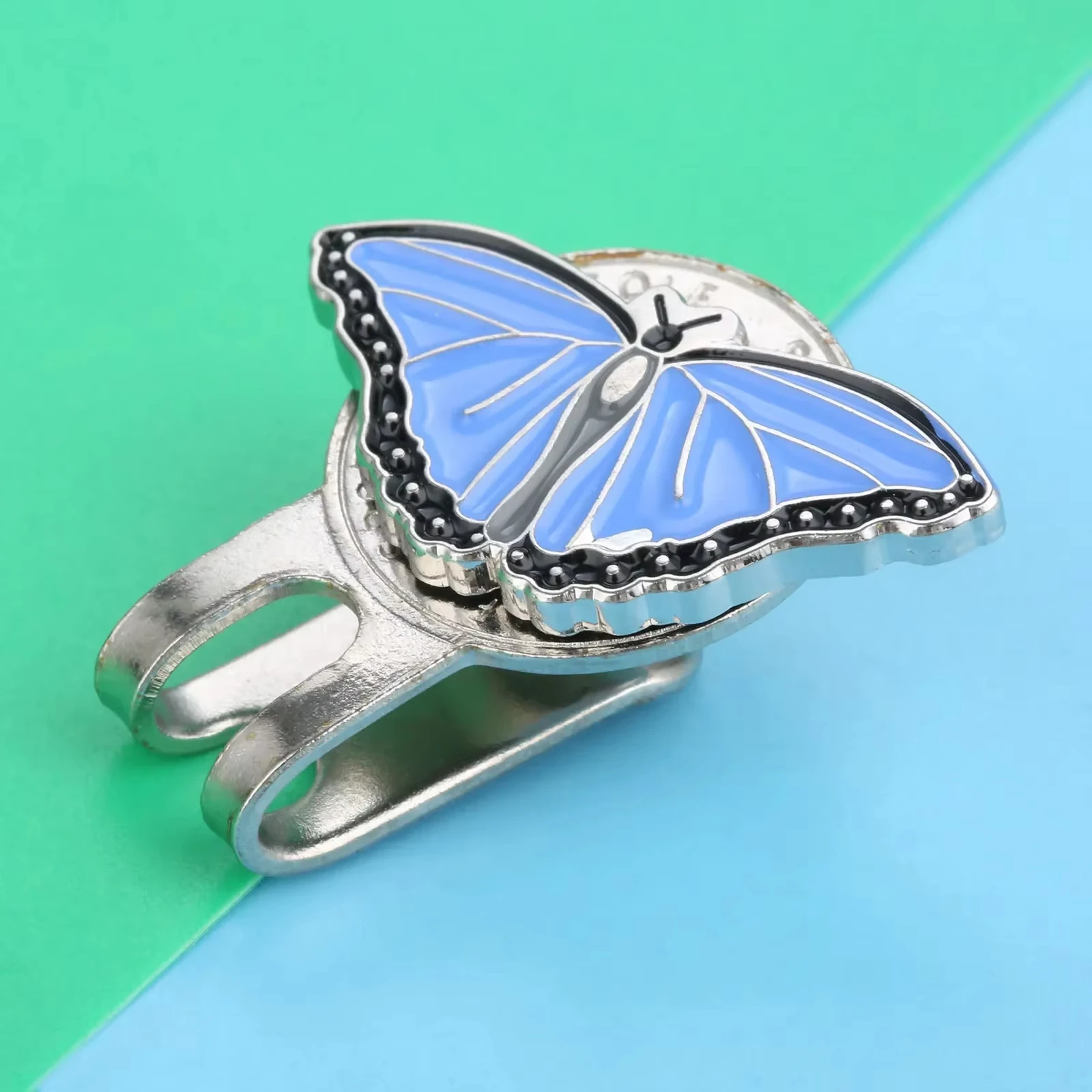 Professional Alloy Golf Cap Clip Metal Magnetic Hat Visor Clips Golf Ball Aiming Marker Golf Training Aids - Butterfly Design