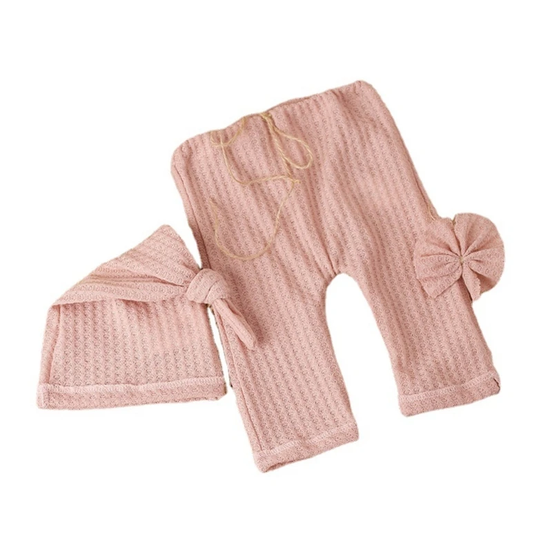 

Baby Photo Clothing Knitting Pants Flower Headdress Beanie Hat Newborns Shower Party Outfit Photo Posing Props Dropship