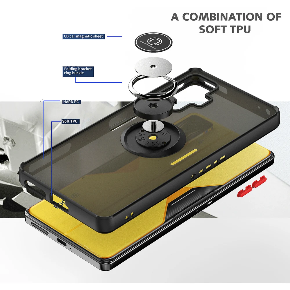 KEYSION Fashion Matte Hülle für POCO F4 GT 5G Transparenter Ringständer Stoßfeste Handyhülle für Xiaomi Redmi K50 Gaming K_voghion.com