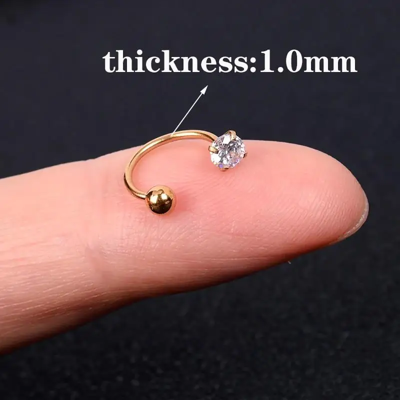 1PC Edelstahl Tragus Piercing Helix Ohrstecker Frauen Hufeisen Nasenring Hoop Conch Rook Daith Lobe Piercing Schmuck – Detail 11