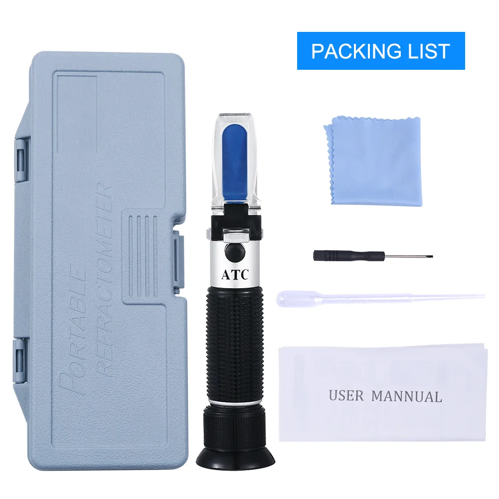 0-32% Brix Refractometer ATC Hand Held Fruit Juice Brix Sugar Beer Optical Test
