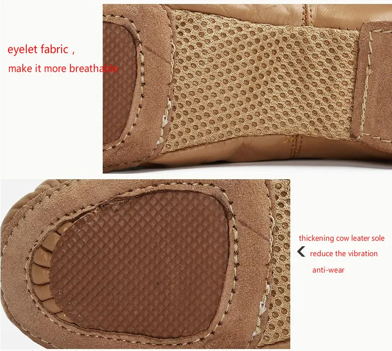 Cowhide Prime Jazz Dance Shoes for Men Women Tan Black Breath Lace-Up Soft Soles Dancing Sneakers Hip Hop Sturdy Dance Shoes 6
