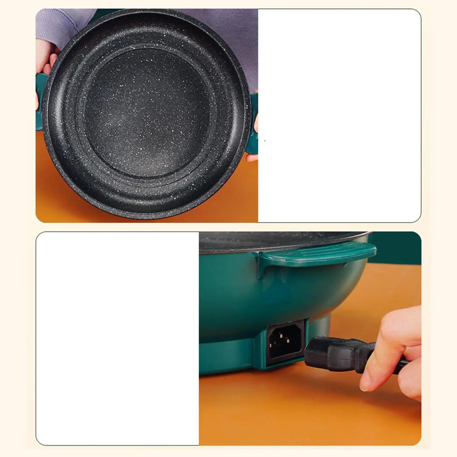 Electric Griddle 110V Barbecue Cooker Flat Top Grill Camping Nonstick Stay Cool Handles Electric Baking Tray Electric Skillet