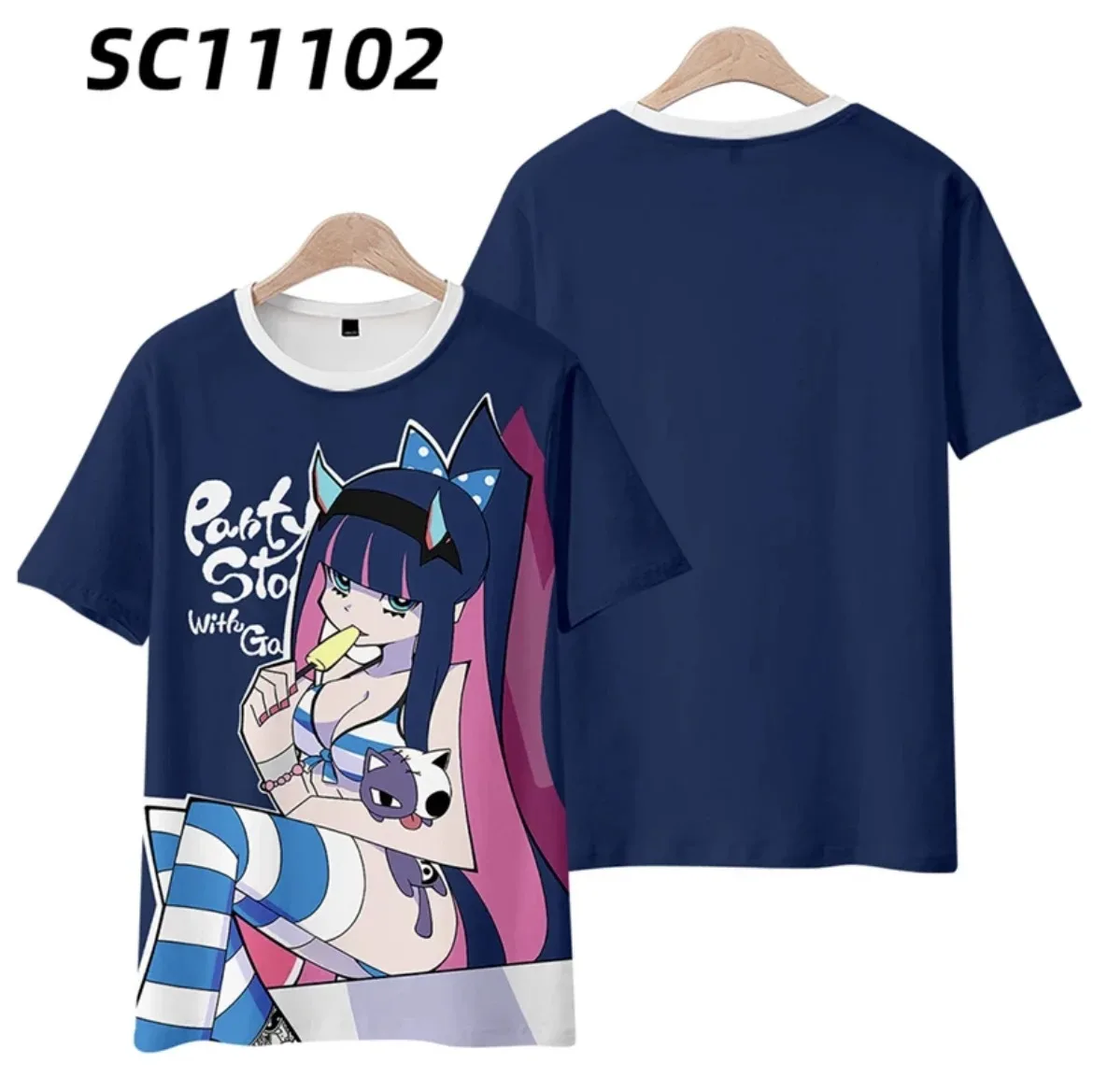 Moda ver ã o em torno do pesco ç o manga curta popular anime japon ê s streetwear calcinha e meia com garterbelt impress ã o 3d