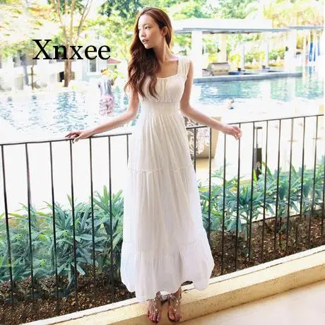 

Beach Skirt Women 2023 New Bali Vacation Skirt Summer Sling Chiffon Dress Lace Backless Long Dress Fairy