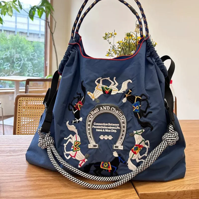 Chic Embroidered Tote Bag - Spacious, Lightweight & Foldable Handbag