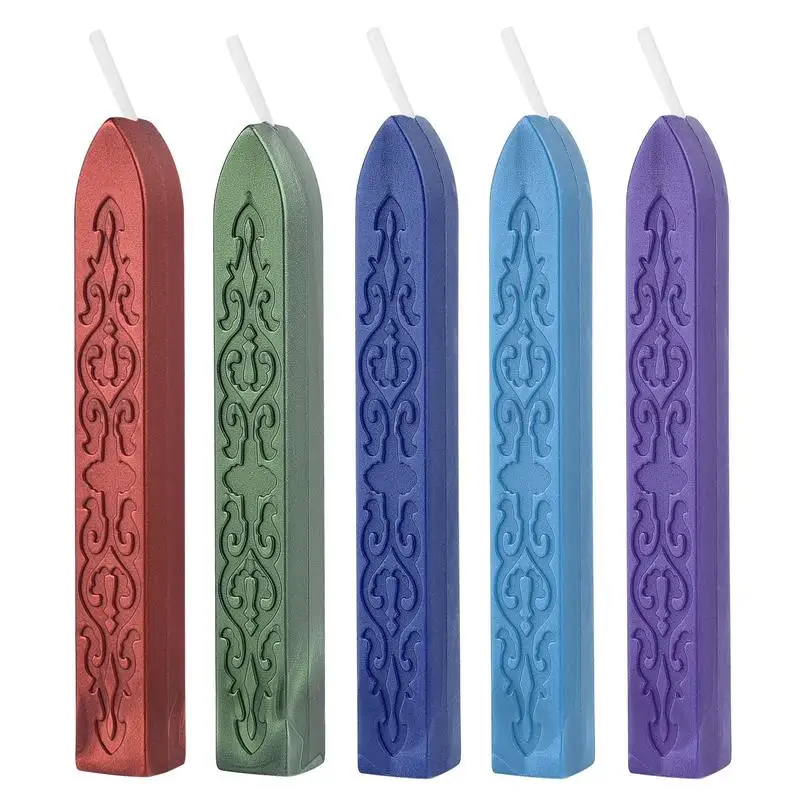 Pack of 5 Solid Color Sealing Wax Sticks for Envelopes, Invitations, and Gifts