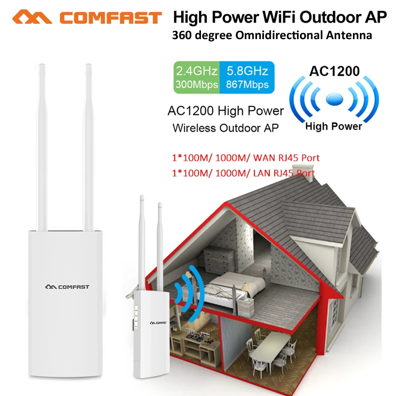 internet wifi signal booster Outdoor WiFi Repeater AC1200 Router Amplifier Wi Fi Booster Outdoor AP Wi-Fi Extender WIPS Weatherproof 2.4G+5GHz Access Point wifi amplifier for laptop