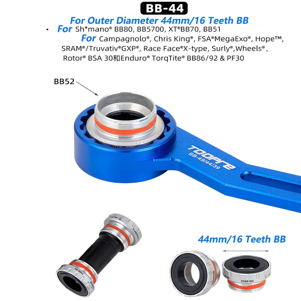 TOOPRE MTB Rennrad 6-in-1 Tretlagerschlüssel BB Aluminiumlegierung Entfernungs- und Montagewerkzeug für Tretlager mit Außendurchmesser 39 41 44 46 49mm – Detail 10
