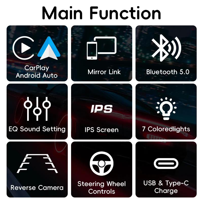 1Din Car Radio Stereo 6.86 Inch Carplay Android Auto Multimedia Video Player IPS
