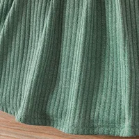 PatPat Baby Girl Button Front Solid Rib Knit Long-sleeve Dress Soft and Comfortable  Perfect for Outings Daily Wear Basic Style 6