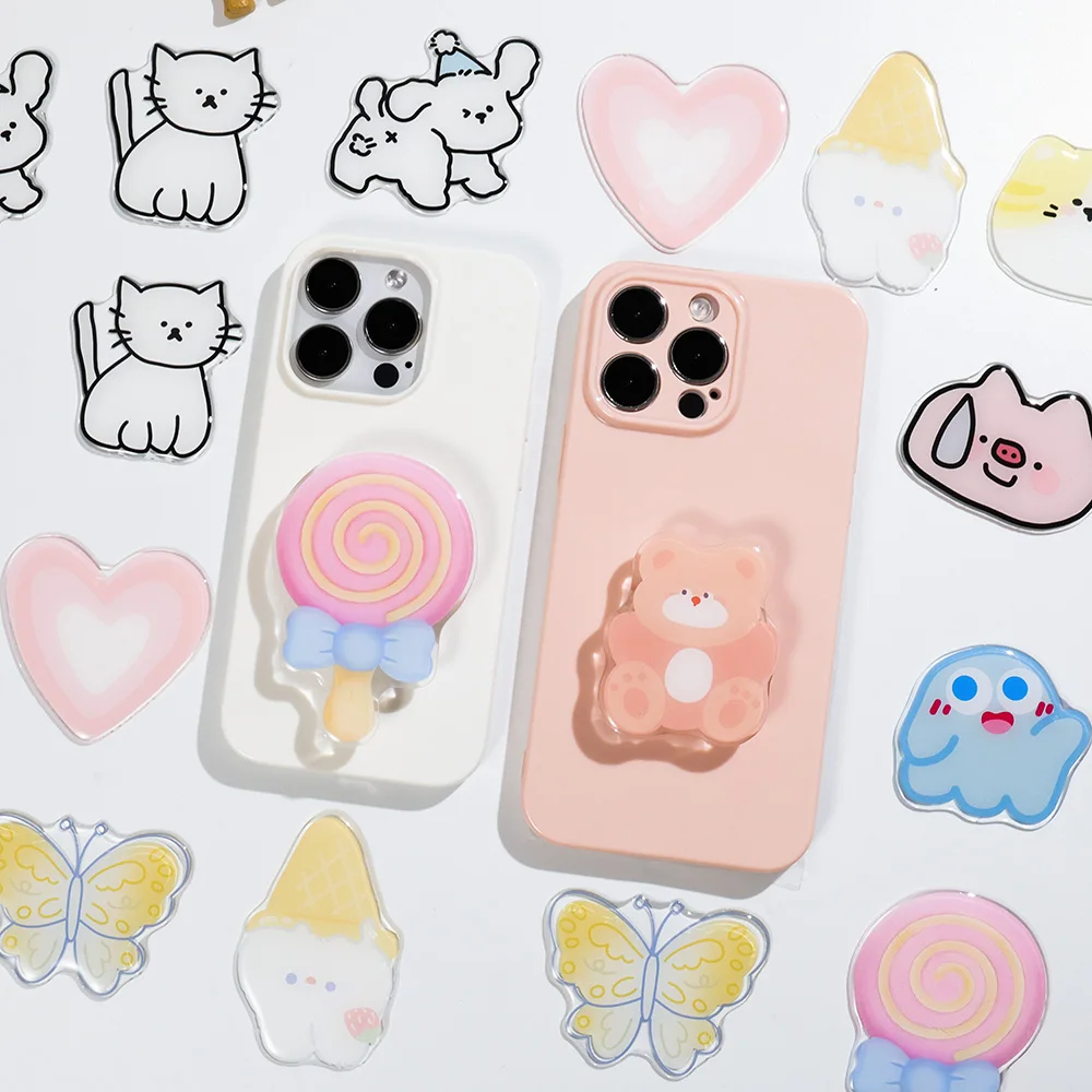 Soporte para teléfono coreano con forma de piruleta, soporte Universal para iPhone, fundas Samsung, agarre Tok, soporte para enchufe, regalo para niña
