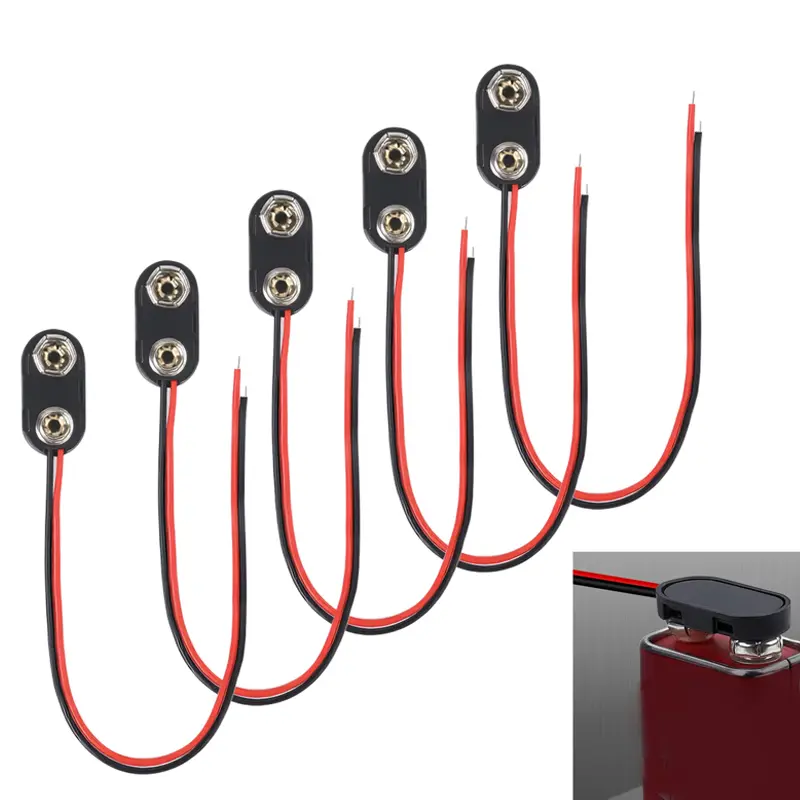 5/10PCS I-Type 9V Battery Connector 9 Volt Battery Clip 9V Battery Clip Connector with Wire and Hard Buckle Plastic Housing image 1