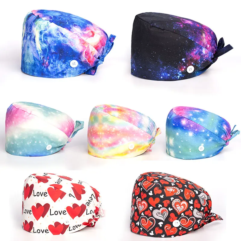 

Frosted Hat Personalized Printing Scrubs Hats Adjustable Scrub Hat Beauty Salon Work Scrub Cap Laboratory Pet Shop Scrub Hat
