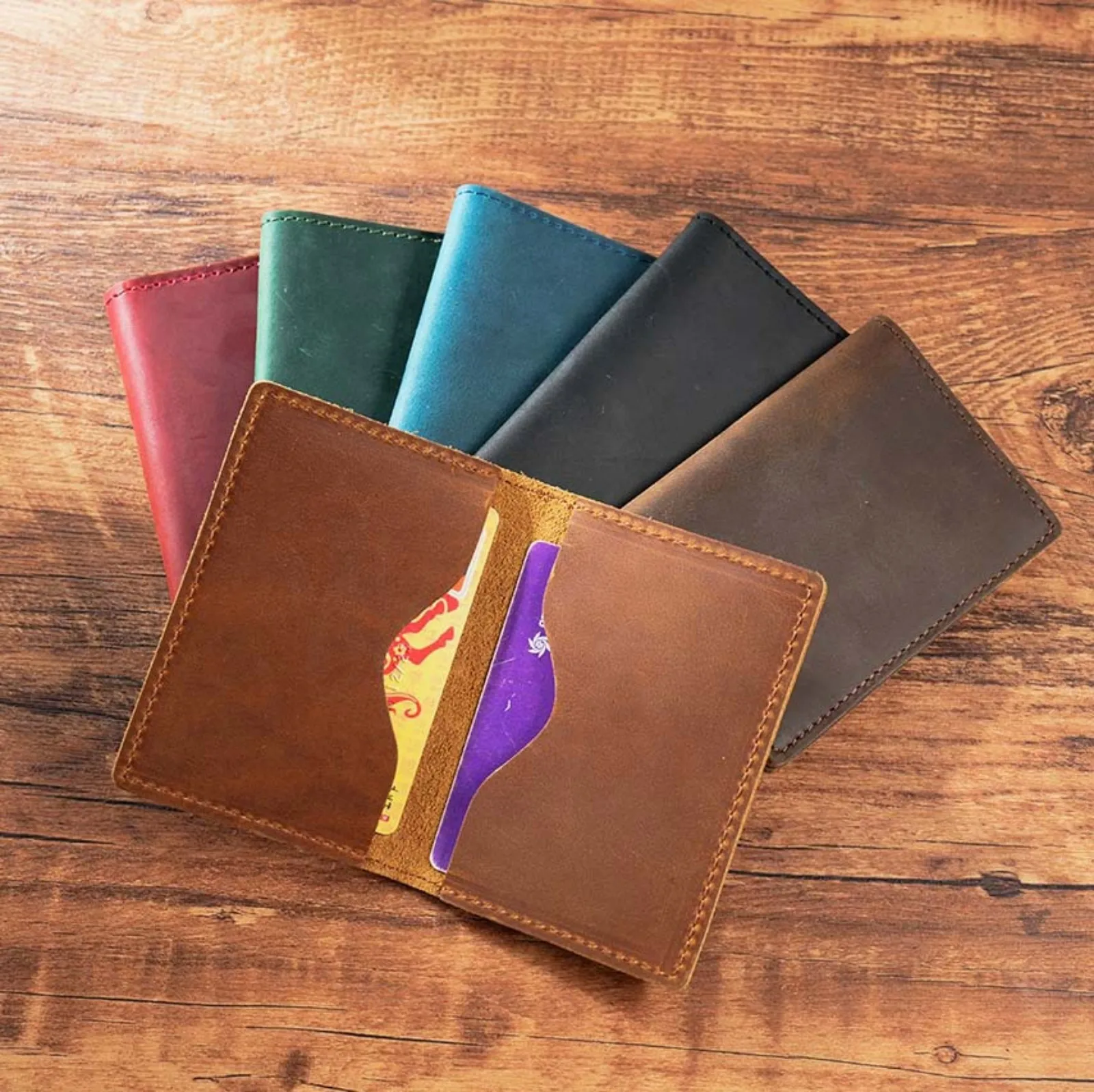 Elegant Genuine Leather Slim Bifold Wallet - Minimalist Front Pocket Card Holder