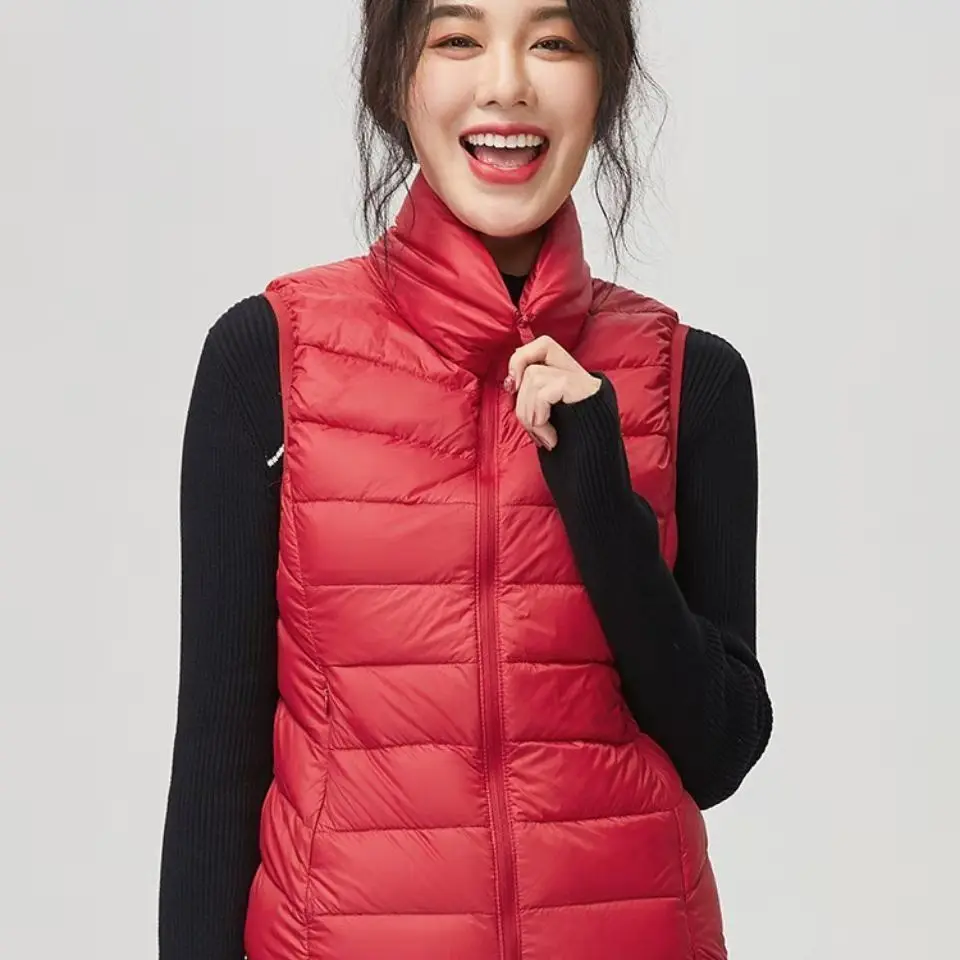 2023 New Light Down Jacket Spring  Autumn Winter Casual  Solid Waistcoat Women Vest Casual Fashion Inside Out Underwaist