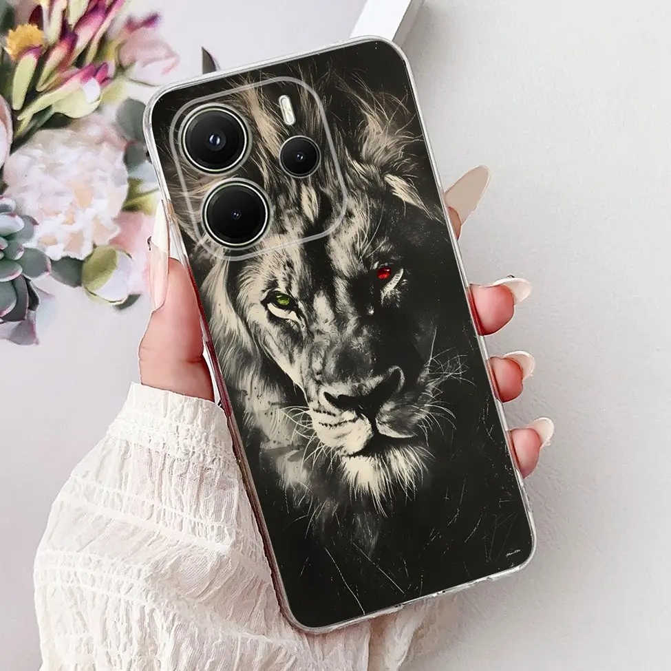 Clear Aesthetic Luxury Cute Cat & Floral Painted Soft Phone Case Cover