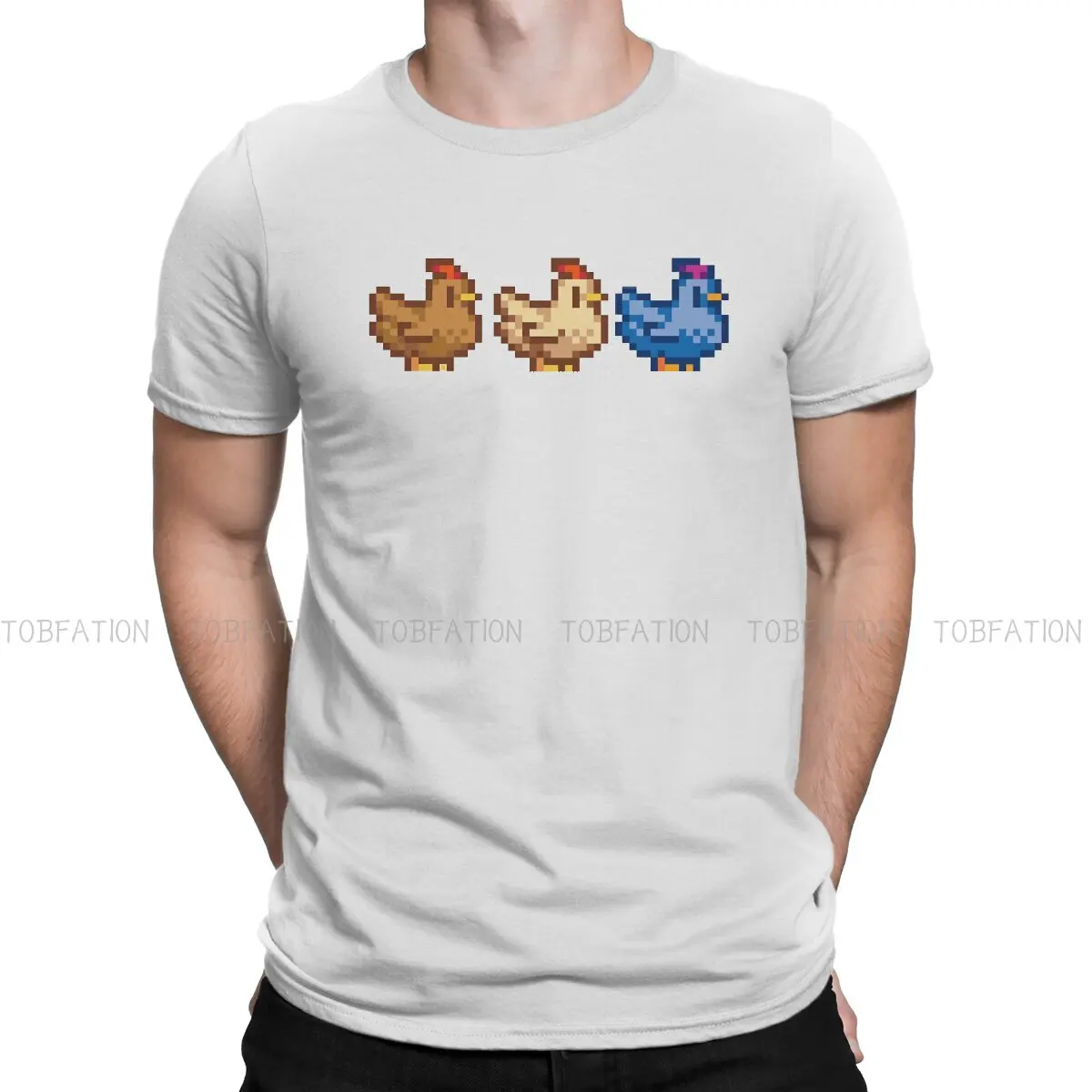 Stardew Valley Game Abigail Sebastian Polyester TShirts 3 Chickens Print Homme T Shirt Hipster Clothing Size S-6XL