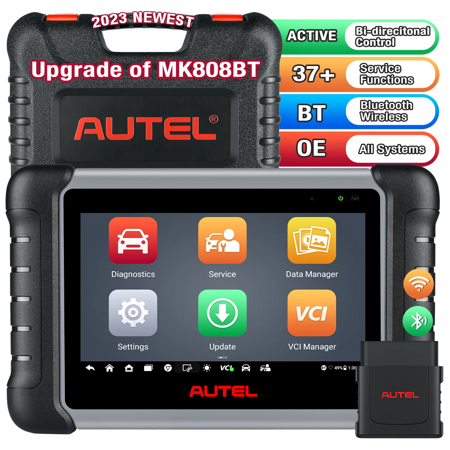 Autel MK808BT PRO Diagnostic Tool Full Bi-Directional control Scanner with  OE-Level All System Diagnostic, 36+ Services