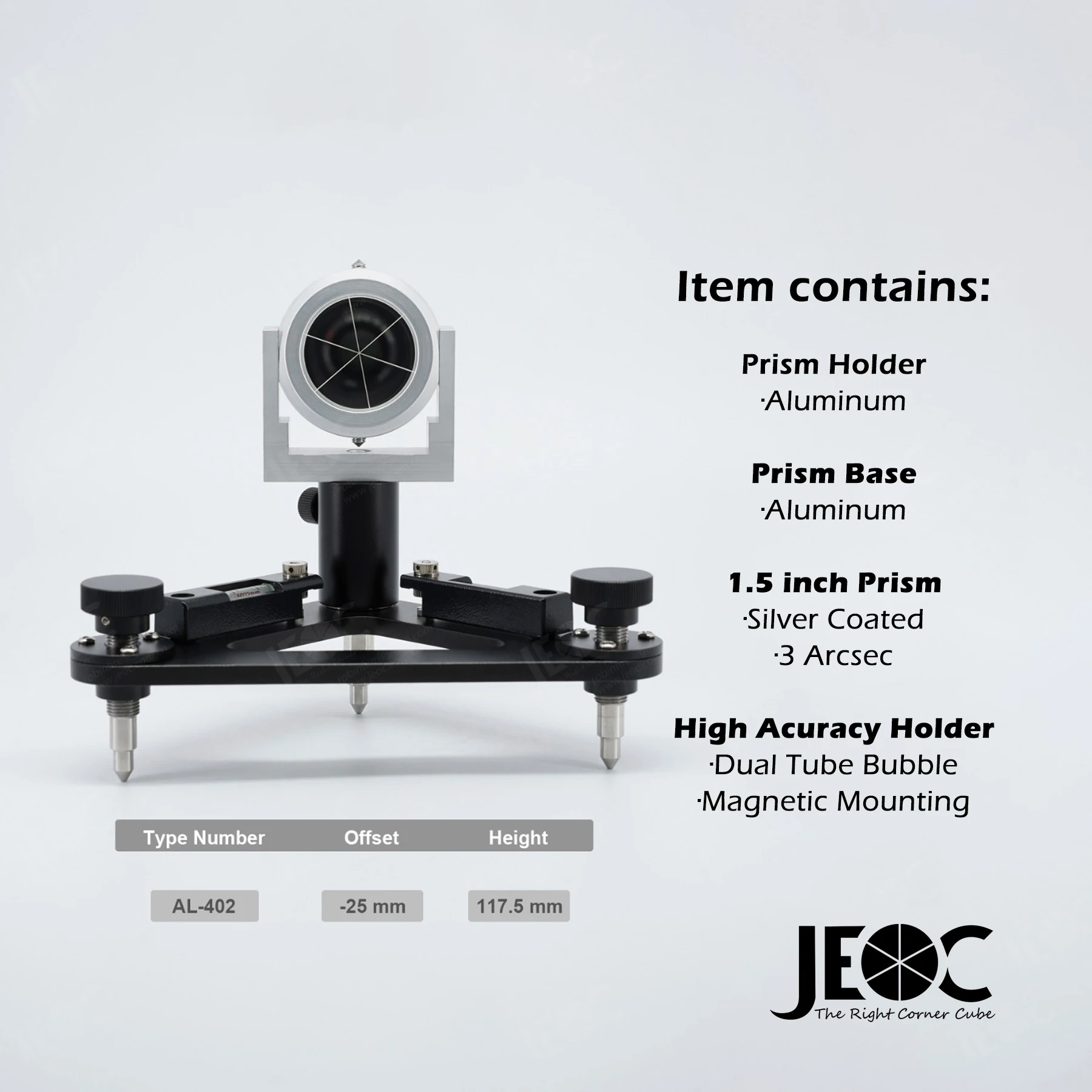 JEOC 정확한 모니터링 프리즘 Sining AL-402 및 Tribrach 세트, 도이치반/트림블, 토지 측량 장비 액세서리