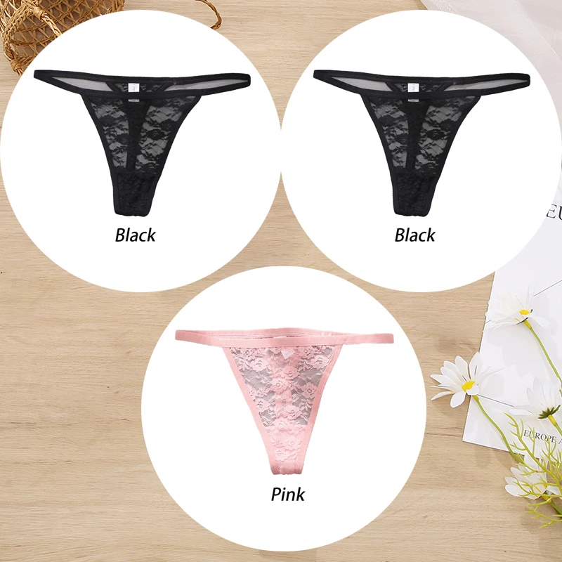 3 יח'\סט תחרה נשים תחתונים פרחוני סקסי תחתוני נשים חוטיני סקסי חוטיני נמוך מותניים נשיים תחתוני הפרספקטיבה הלבשה תחתונה