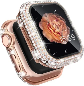 Бриллиантовые часы, встроенное закаленное стекло для Apple Watch 9 41 мм 45 мм 38 мм 40 мм 42 мм 44 мм iWatch серии 8 7 6 SE 5 4 3, чехол